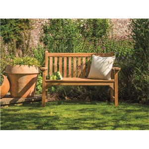 Teak Bench 2 Seat Curved Back/Flat Arm 130cm